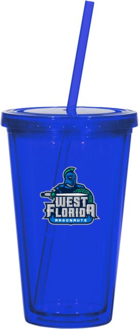 West Florida Madison Double Wall Clear Tumbler w/Straw 16oz West Florida Argonauts - ONLINE ONLY